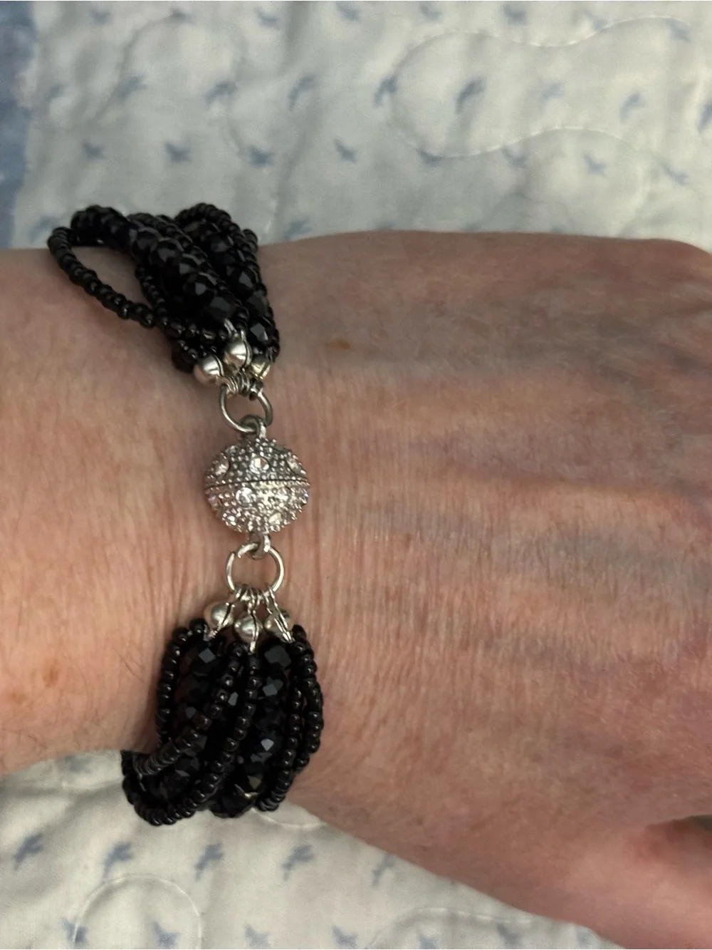 NWT-Crystal bead bracelet with pave magnetic clasp
